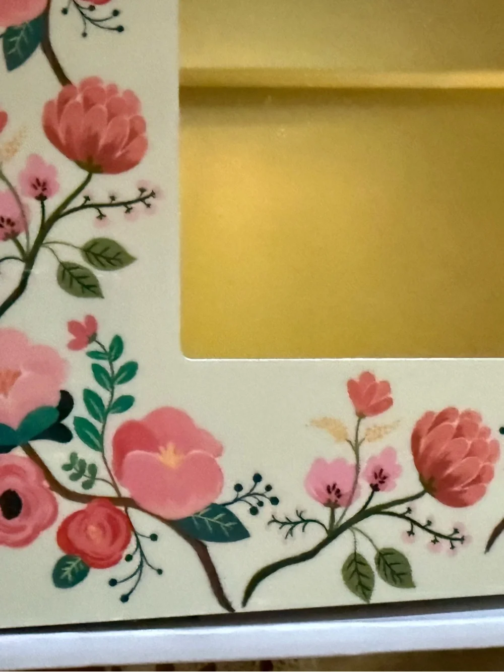 Sapna Shah Floral Pink, Coral & Cream Flowered Arched Accent Mirror 12”x16”
